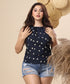 Frill Floral Halter Neck Top